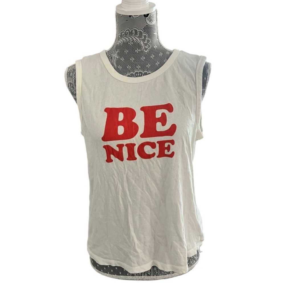 Ban.do Be Nice Women’s Muscle Tank Top White & Red Size Medium